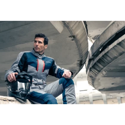 Pantaloni Moto din Textil BERING SIBERIA · Gri / Albastru / Roșu  - 8