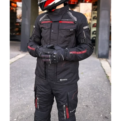 Geacă Moto din Textil GoreTex BERING TRAVEL GTX · Negru / Roșu  - 2
