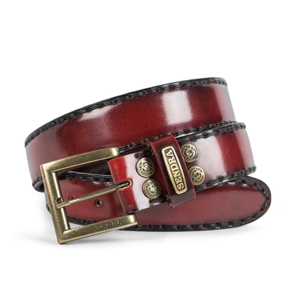 Curea din Piele Naturală SENDRA BOOTS 8563 FLORA ROJO ORO VIEJO 