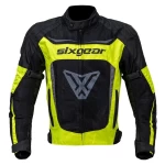 Geacă Moto de Vară din Textil SIXGEAR COOLER · Negru / Galben-Fluo