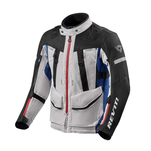 Geacă Moto Touring din Textil REVIT SAND 4 H2O · Gri / Albastru / Negru 