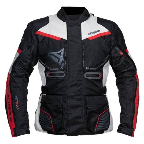 Geacă Moto din Textil SIXGEAR NOVUS · Negru / Alb / Roșu 