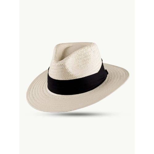 Pălărie Cowboy din Paie tip Panama WILD WEST Mineo creme · Alb 