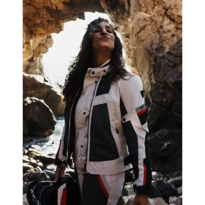 Geacă Moto Touring de Damă REVIT TORNADO 4 H2O · Gri / Negru / Roșu  - 1