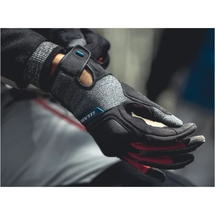 Mănuși Moto de Vară din Piele & Textil REVIT VOLCANO · Negru / Galben-Fluo  - 2