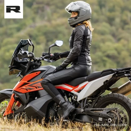 Geacă Moto Damă din Piele & Textil RICHA CATWALK · Negru / Gri  - 3