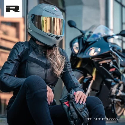 Geacă Moto Damă din Piele & Textil RICHA CATWALK · Negru / Gri  - 1