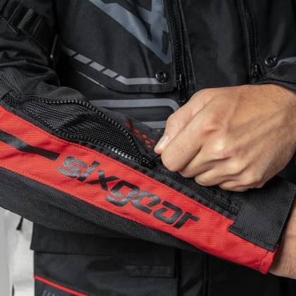 Geacă Moto din Textil SIXGEAR NOVUS · Negru / Alb / Roșu  - 11