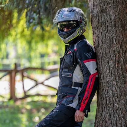 Geacă Moto din Textil SIXGEAR NOVUS · Negru / Alb / Roșu  - 1
