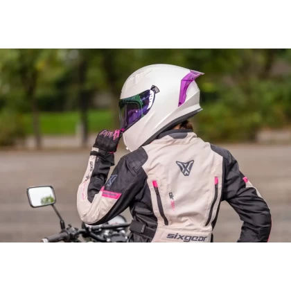 Geacă Moto Damă din Textil SIXGEAR MIA · Gri / Negru / Roz  - 2