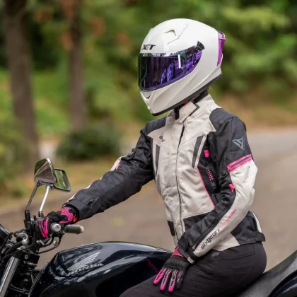 Geacă Moto Damă din Textil SIXGEAR MIA · Gri / Negru / Roz  - 1