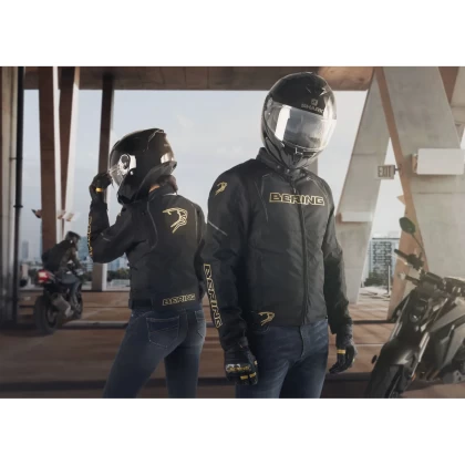 Geacă Moto din Textil BERING SWEEK · Negru / Auriu  - 2