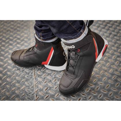 Ghete Moto Damă din Textil BERING LADY JAG · Negru / Roșu / Alb  - 1