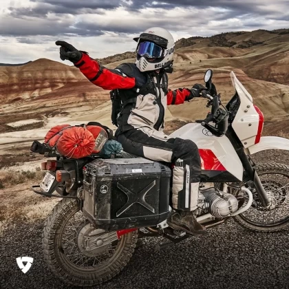 Geacă Moto din Textil GoreTex REVIT DEFENDER 3 GTX · Albastru / Roșu  - 4