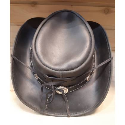 Pălărie Cowboy din Piele Naturală WILD WEST CHONCO LFI-513 · Negru  - 1