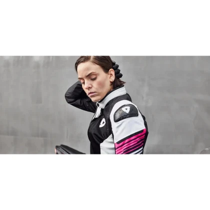 Geacă Moto Damă de Vară din Textil REVIT Apex Air H2O Ladies · Negru / Alb / Roz  - 2