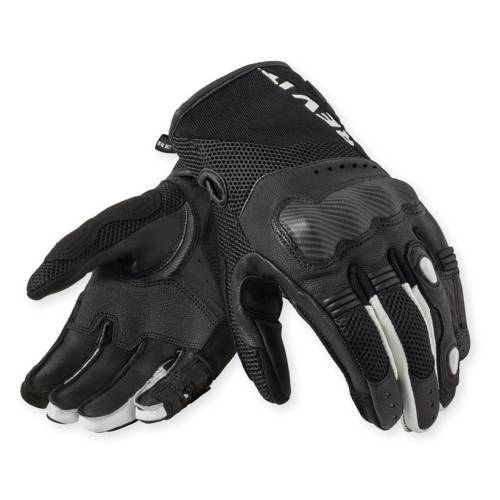 Mănuși Moto din Piele Naturală & Textil REVIT Blaze · Negru / Alb 