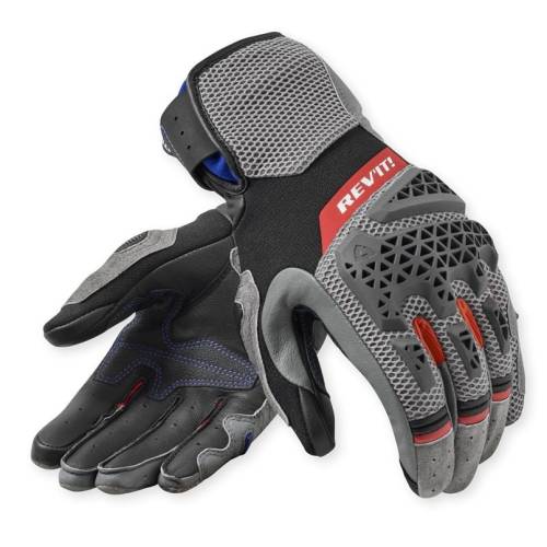 Mănuși Moto Damă de Vară din Piele Naturală & Textil REVIT SAND 5 Ladies · Gri / Roșu / Negru 