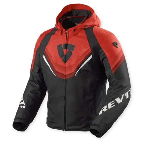 Geacă Moto din Textil REVIT QUANTUM 3 H2O · Negru / Roșu 