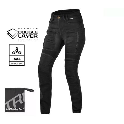 Blugi Moto Damă Slim Fit TRILOBITE 25608 PARADO DOUBLELAYER AAA · Negru 
