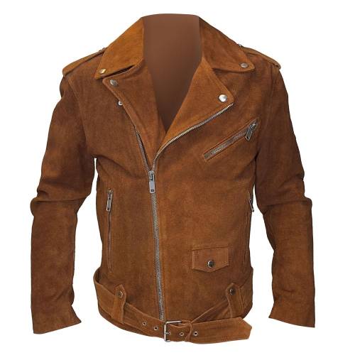 Geacă Casual Stil Moto din Piele WILD WEST Perfecto · Maro 