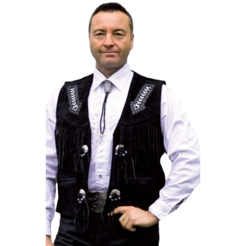 Vestă Cowboy din Piele WILD WEST W26703 · Negru 