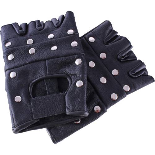 Mănuși fără Degete cu Nituri din Piele WILD WEST HA13112 · Negru 