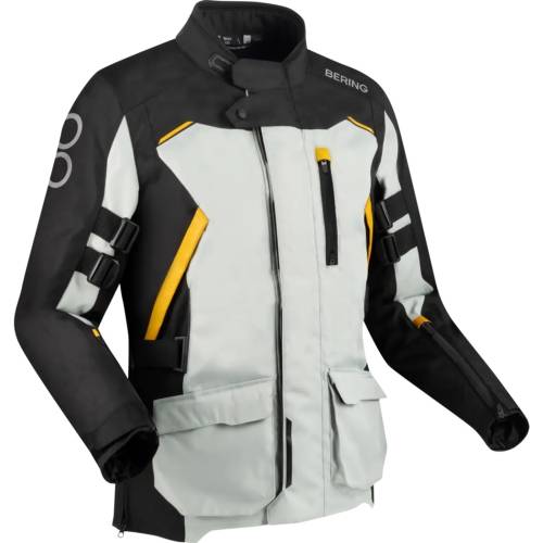Geacă Moto Touring din Textil BERING ZEPHYR · Negru / Gri / Galben 