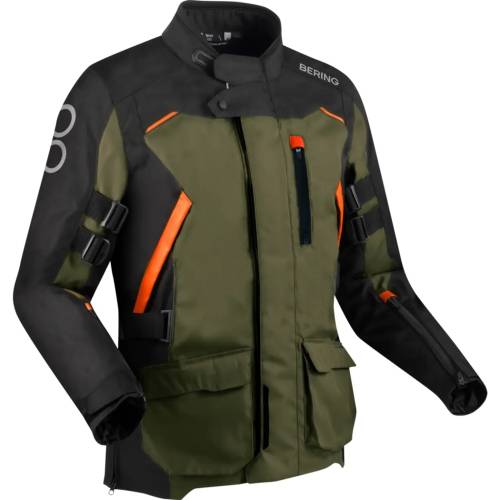 Geacă Moto Touring din Textil BERING ZEPHYR · Negru / Verde / Portocaliu 