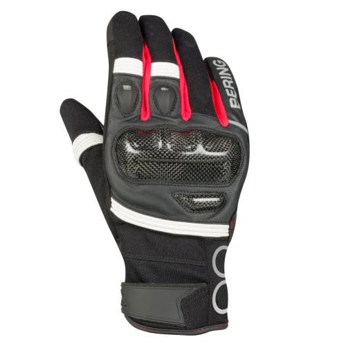Mănuși Moto din Piele & Textil BERING RAID · Negru / Alb / Roșu 
