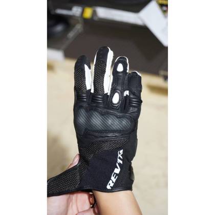 Mănuși Moto din Piele Naturală & Textil REVIT Blaze · Alb / Roșu  - 3