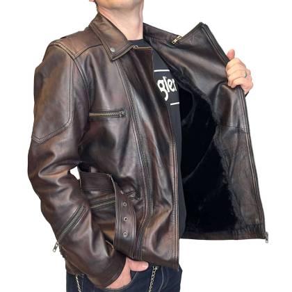 Geacă din Piele WILD WEST PL0001 · Maro  - 3