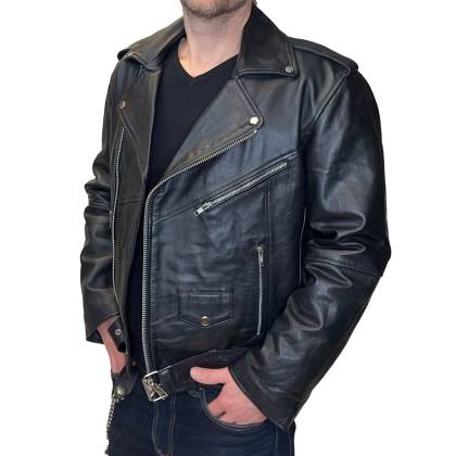 Geacă Casual Stiul Moto din Piele WILD WEST LFI-523 · Negru  - 1