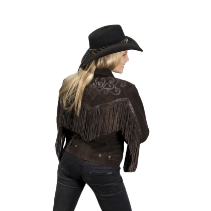 Geacă Cowboy Damă din Piele WILD WEST Yuma · Maro  - 1