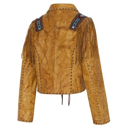 Geacă Cowboy Damă din Piele WILD WEST Azteca · Maro  - 1