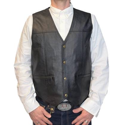 Vestă Cowboy din Piele WILD WEST LFI-521 · Negru  - 2