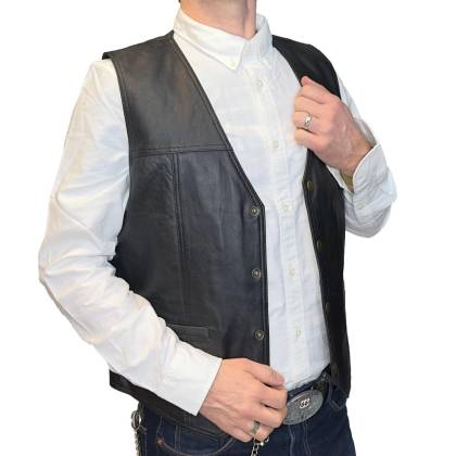 Vestă Cowboy din Piele WILD WEST LFI-521 · Negru  - 4