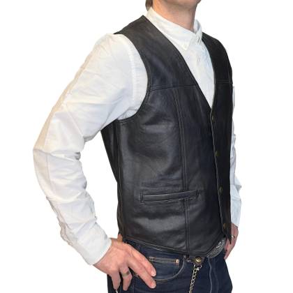 Vestă Cowboy din Piele WILD WEST LFI-521 · Negru  - 1