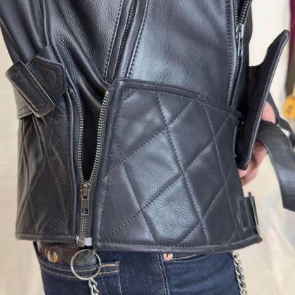 Geacă Casual Stil Moto din Piele WILD WEST J706 · Negru  - 5