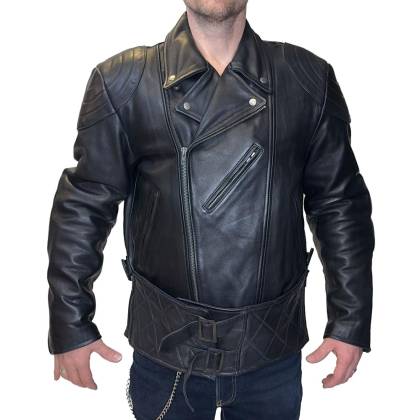 Geacă Casual Stil Moto din Piele WILD WEST J706 · Negru  - 2