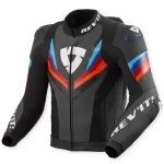 Geacă Moto din Piele și Textil REVIT Quantum 3 Pro · Negru / Albastru