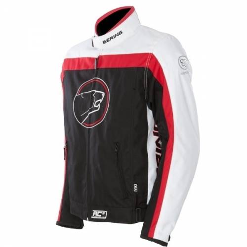 Geacă Moto din Textil BERING DINK · Negru / Alb / Roșu 