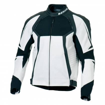 Geacă Moto din Piele & Textil BERING LYNX · Alb / Negru  - 0