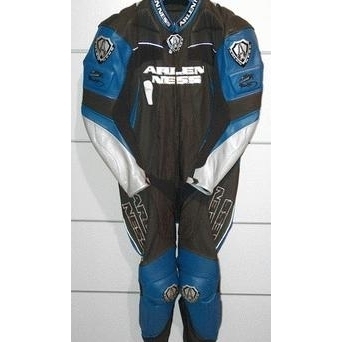 Combinezon Moto din Piele ARLEN NESS · Negru / Albastru / Alb  - 0