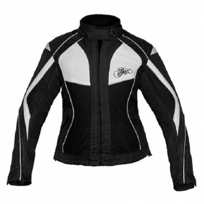 Geacă Moto Damă din Textil SHOX TIANA · Negru / Alb  - 0