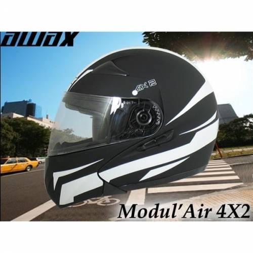 Cască Moto Flip-Up AWAX ELITE Double Ecran · Alb / Negru 