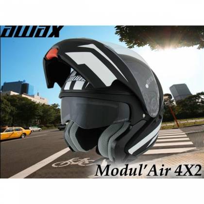 Cască Moto Flip-Up AWAX ELITE Double Ecran · Alb / Negru  - 1