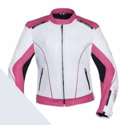 Geacă Moto Damă din Piele & Textil SHOX ALICE · Alb / Roz  - 0