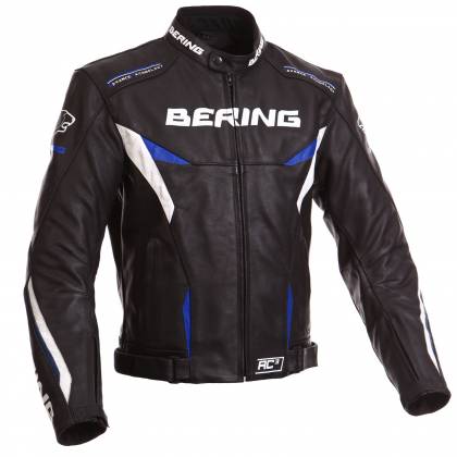 Geacă Moto din Piele BERING FIZIO · Negru / Alb / Albastru  - 0