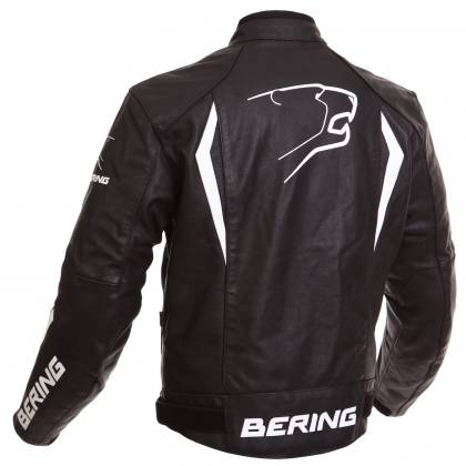 Geacă Moto din Piele BERING FIZIO · Negru / Alb  - 1